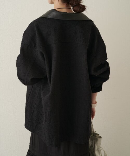 Omekashi（オメカシ）の「レザー襟取り外しカバーオール（ブルゾン・レディース・ブラック/オフホワイト/ブルー・FREE）」の17枚目の写真