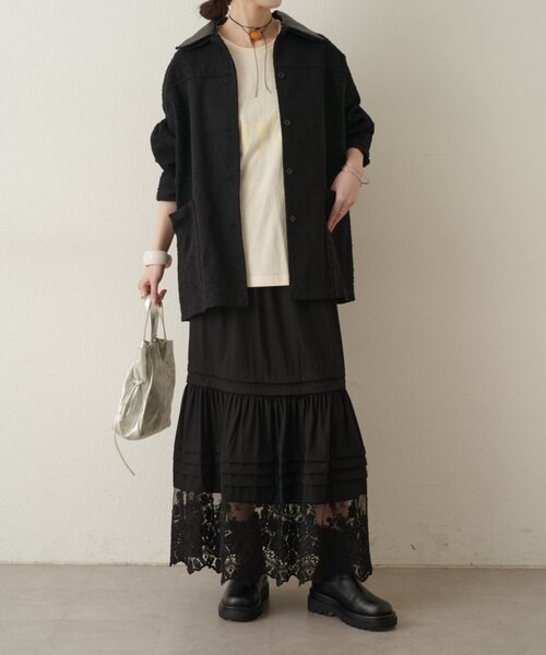 Omekashi（オメカシ）の「レザー襟取り外しカバーオール（ブルゾン・レディース・ブラック/オフホワイト/ブルー・FREE）」の18枚目の写真