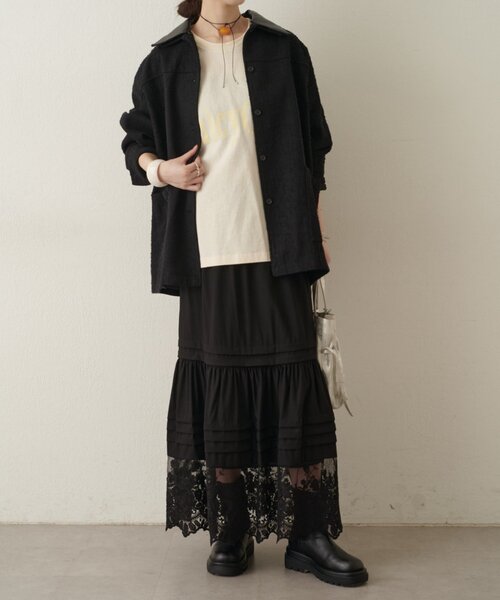 Omekashi（オメカシ）の「レザー襟取り外しカバーオール（ブルゾン・レディース・ブラック/オフホワイト/ブルー・FREE）」の19枚目の写真