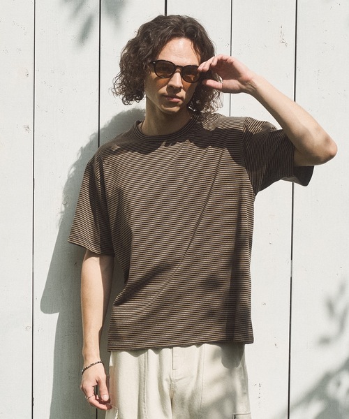 CASPER JOHN(キャスパージョン)の「Compact border T-shirts/コンパクトボーダーTシャツ(Tシャツ/カットソー・メンズ・ミント/グレー/ブラウン・X-SMALL/LARGE/MEDIUM/SMALL)」の2枚目の写真