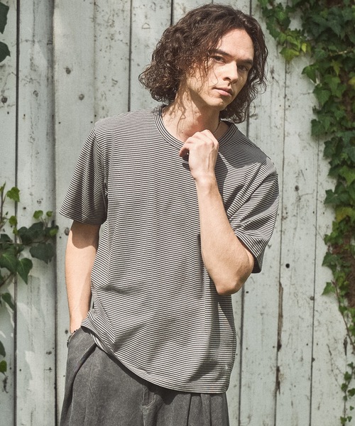 CASPER JOHN(キャスパージョン)の「Compact border T-shirts/コンパクトボーダーTシャツ(Tシャツ/カットソー・メンズ・ミント/グレー/ブラウン・X-SMALL/LARGE/MEDIUM/SMALL)」の1枚目の写真