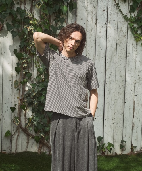 CASPER JOHN(キャスパージョン)の「Compact border T-shirts/コンパクトボーダーTシャツ(Tシャツ/カットソー・メンズ・ミント/グレー/ブラウン・X-SMALL/LARGE/MEDIUM/SMALL)」の4枚目の写真