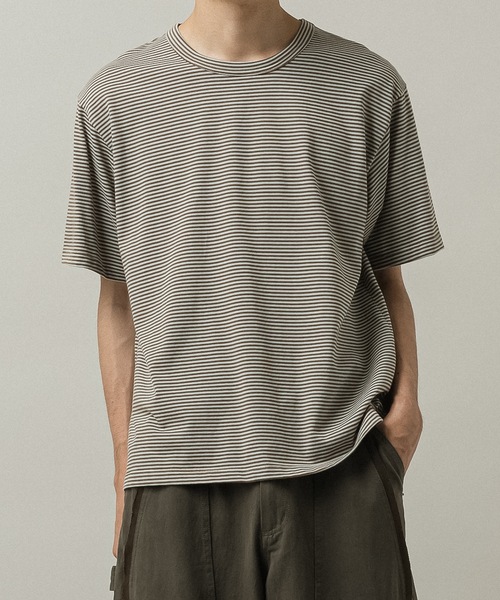 CASPER JOHN(キャスパージョン)の「Compact border T-shirts/コンパクトボーダーTシャツ(Tシャツ/カットソー・メンズ・ミント/グレー/ブラウン・X-SMALL/LARGE/MEDIUM/SMALL)」の10枚目の写真