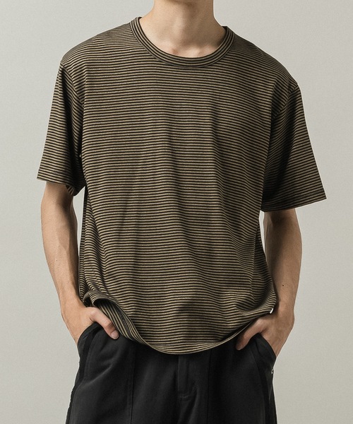 CASPER JOHN(キャスパージョン)の「Compact border T-shirts/コンパクトボーダーTシャツ(Tシャツ/カットソー・メンズ・ミント/グレー/ブラウン・X-SMALL/LARGE/MEDIUM/SMALL)」の13枚目の写真