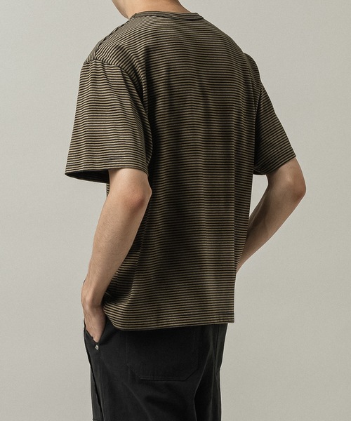 CASPER JOHN(キャスパージョン)の「Compact border T-shirts/コンパクトボーダーTシャツ(Tシャツ/カットソー・メンズ・ミント/グレー/ブラウン・X-SMALL/LARGE/MEDIUM/SMALL)」の14枚目の写真