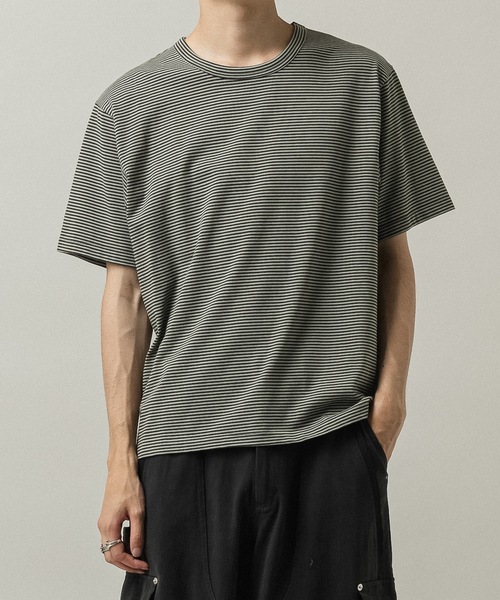 CASPER JOHN(キャスパージョン)の「Compact border T-shirts/コンパクトボーダーTシャツ(Tシャツ/カットソー・メンズ・ミント/グレー/ブラウン・X-SMALL/LARGE/MEDIUM/SMALL)」の18枚目の写真