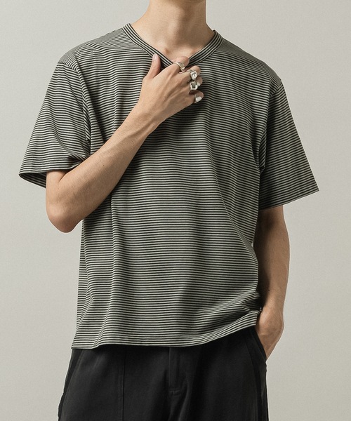 CASPER JOHN(キャスパージョン)の「Compact border T-shirts/コンパクトボーダーTシャツ(Tシャツ/カットソー・メンズ・ミント/グレー/ブラウン・X-SMALL/LARGE/MEDIUM/SMALL)」の17枚目の写真