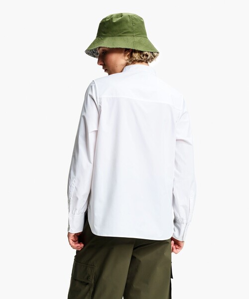 AIGLE（エーグル）の「UVカット SOLOTEX ソフトストレッチ ハーフプラケット ノーカラーエレガントシャツ（シャツ/ブラウス・レディース・ホワイト/ダークネイビー・36/38）」の16枚目の写真