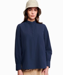 AIGLE | UVカット SOLOTEX ソフトストレッチ ハーフプラケット ノーカラーエレガントシャツ(シャツ/ブラウス)