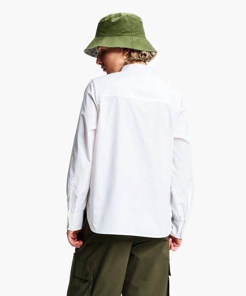 AIGLE（エーグル）の「UVカット SOLOTEX ソフトストレッチ ハーフプラケット ノーカラーエレガントシャツ（シャツ/ブラウス・レディース・ホワイト/ダークネイビー・36/38）」の7枚目の写真