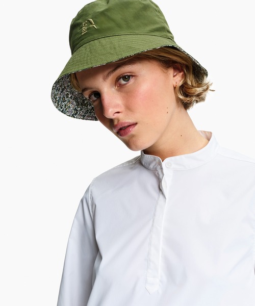 AIGLE（エーグル）の「UVカット SOLOTEX ソフトストレッチ ハーフプラケット ノーカラーエレガントシャツ（シャツ/ブラウス・レディース・ホワイト/ダークネイビー・36/38）」の8枚目の写真