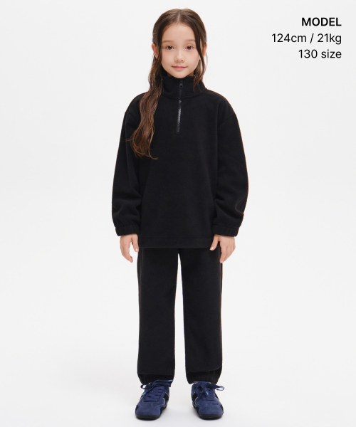MUSINSA STANDARD KIDS（ムシンサスタンダードキッズ）の「オーバーサイズポーラフリースハーフジップ[ブラック]（その他トップス・レディース・その他・100/110/120/130/140/150/160）」の2枚目の写真
