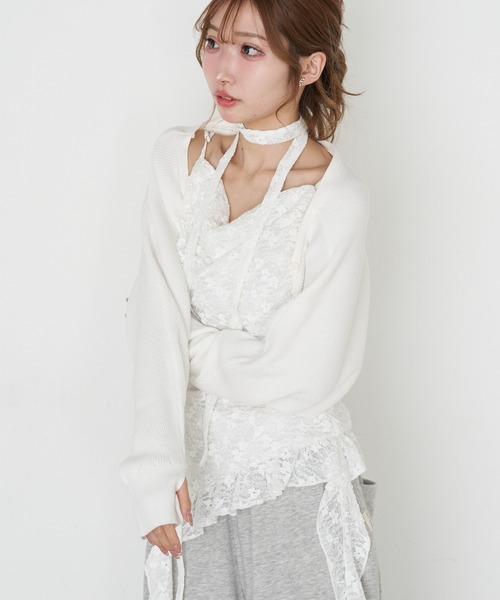 RAY CASSIN(レイカズン)の「タイ付サイドフリルキャミソール(キャミソール・レディース・ブラック系その他2/ホワイト系その他2/ベージュ系その他2・FREE)」の6枚目の写真