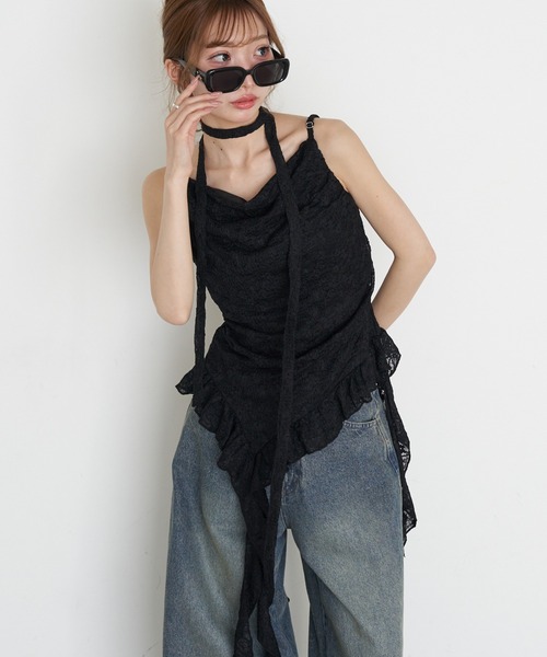 RAY CASSIN(レイカズン)の「タイ付サイドフリルキャミソール(キャミソール・レディース・ブラック系その他2/ホワイト系その他2/ベージュ系その他2・FREE)」の12枚目の写真