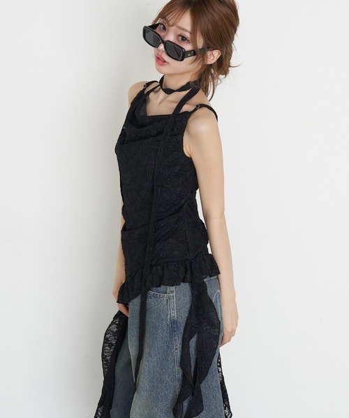 RAY CASSIN(レイカズン)の「タイ付サイドフリルキャミソール(キャミソール・レディース・ブラック系その他2/ホワイト系その他2/ベージュ系その他2・FREE)」の13枚目の写真