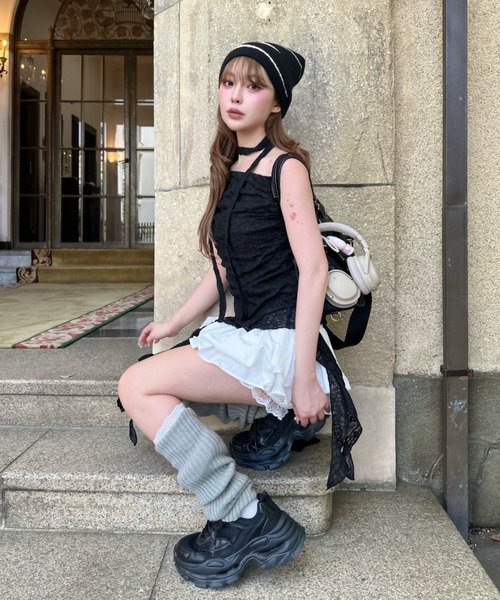 RAY CASSIN(レイカズン)の「タイ付サイドフリルキャミソール(キャミソール・レディース・ブラック系その他2/ホワイト系その他2/ベージュ系その他2・FREE)」の8枚目の写真