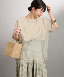 nenom（ネノム）の「【WEB先行予約】[nenom ネノム] 重ね着風 オーガンジーレイヤードシアーTシャツ（Tシャツ/カットソー）」