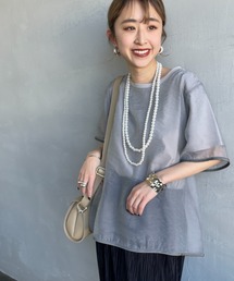 nenom（ネノム）の「[nenom ネノム] 重ね着風 オーガンジーレイヤードシアーTシャツ（Tシャツ/カットソー）」
