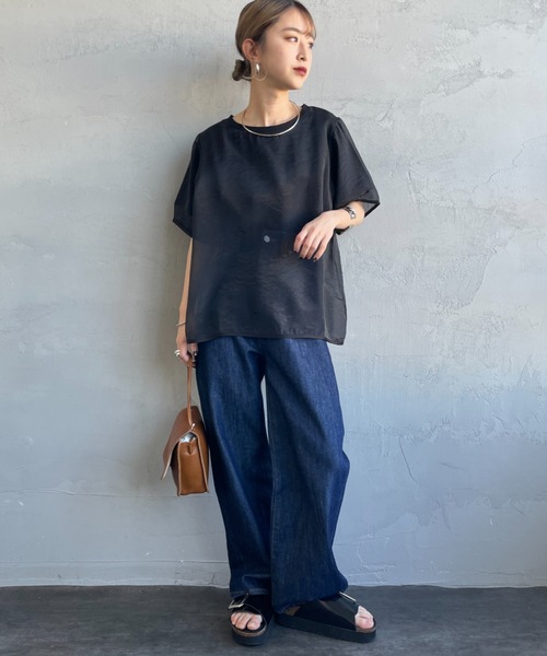 nenom（ネノム）の「[nenom/ネノム] 重ね着風 オーガンジーレイヤードシアーＴシャツ【追加】（Tシャツ/カットソー・レディース・グレー/オフホワイト/ベージュ/ブラック・F）」の22枚目の写真