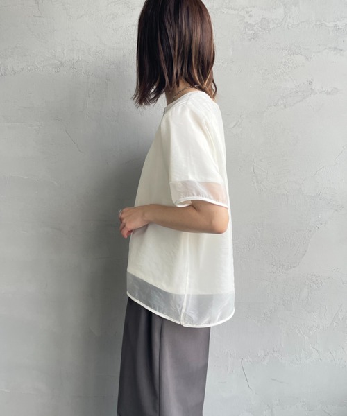 nenom（ネノム）の「[nenom/ネノム] 重ね着風 オーガンジーレイヤードシアーＴシャツ【追加】（Tシャツ/カットソー・レディース・グレー/オフホワイト/ベージュ/ブラック・F）」の17枚目の写真