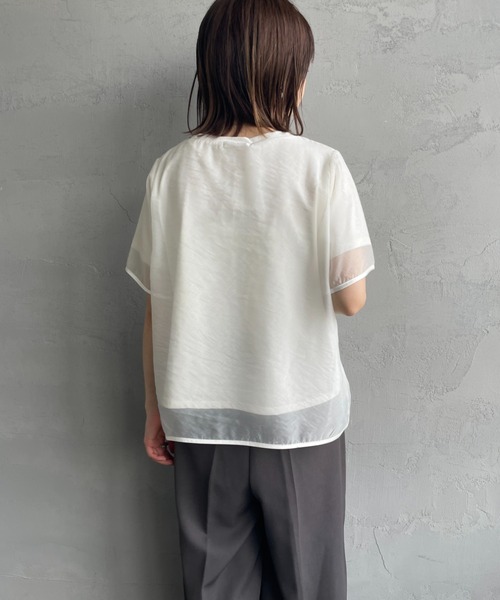 nenom（ネノム）の「[nenom/ネノム] 重ね着風 オーガンジーレイヤードシアーＴシャツ【追加】（Tシャツ/カットソー・レディース・グレー/オフホワイト/ベージュ/ブラック・F）」の18枚目の写真
