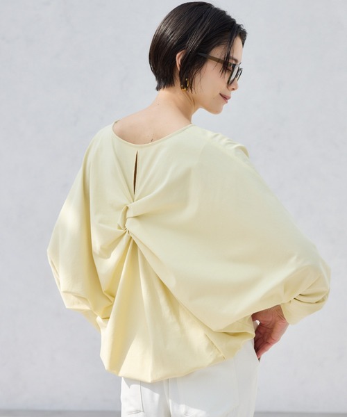 BARNYARDSTORM(バンヤードストーム)の「BARNYARDSTORM / バックツイストプルオーバー【接触冷感 / 吸水速乾】(Tシャツ/カットソー・レディース・ホワイト/イエロー/チャコールグレー/ブラウン・FREE)」の1枚目の写真