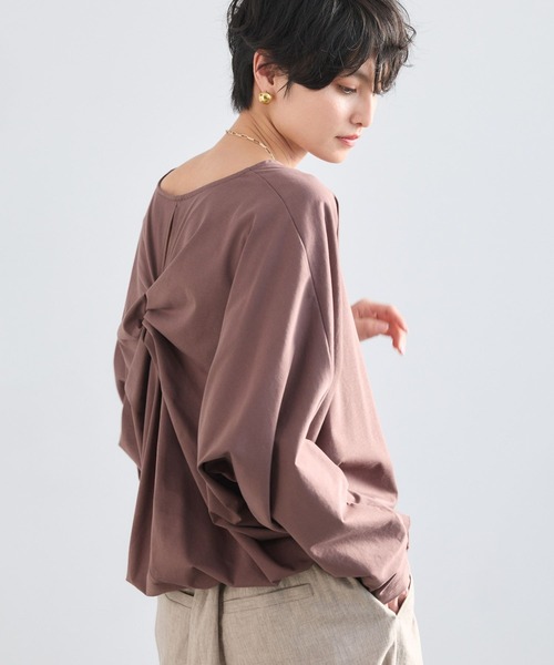 BARNYARDSTORM(バンヤードストーム)の「BARNYARDSTORM / バックツイストプルオーバー【接触冷感 / 吸水速乾】(Tシャツ/カットソー・レディース・ホワイト/イエロー/チャコールグレー/ブラウン・FREE)」の9枚目の写真