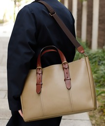 【姫路レザー】日本製ベルトハンドルビジネストートバッグ(L)