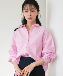 洗える | パール ドット クロップドシャツ | トップス・シャツ・長袖ブラウス・きれいめブラウス・オフィスカジュアルブラウス・パールブラウス