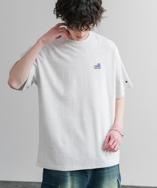 CONVERSE(コンバース)の「CONVERSE コンバース オーバーサイズフライスシューズエンブレム刺繍半袖ロゴTシャツ(Tシャツ/カットソー・メンズ・ブラック/ダークブルー/ブラック系/ホワイト/グリーン/オートミール・L/M/XL)」の14枚目の写真