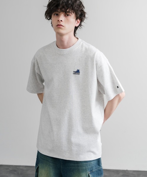 CONVERSE(コンバース)の「CONVERSE コンバース オーバーサイズフライスシューズエンブレム刺繍半袖ロゴTシャツ(Tシャツ/カットソー・メンズ・ブラック/ダークブルー/ブラック系/ホワイト/グリーン/オートミール・L/M/XL)」の15枚目の写真