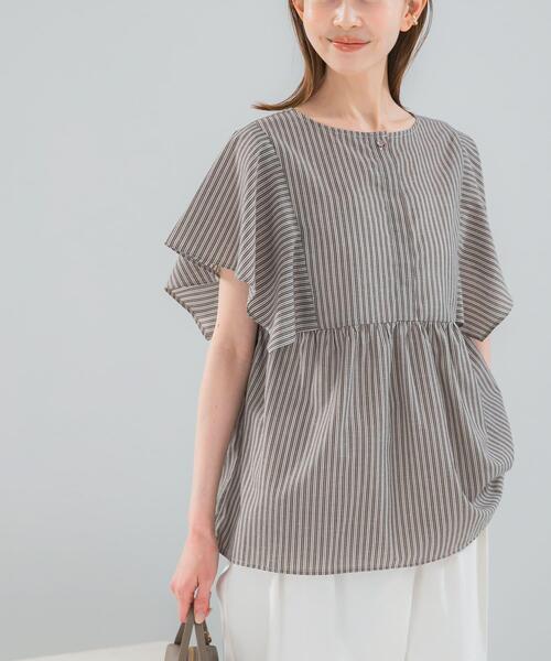 URBAN RESEARCH ROSSO WOMEN(アーバンリサーチ ロッソ)の「『WEB限定』『UR TECH Smart Linen Touch』フレアスリーブブラウス(シャツ/ブラウス・レディース・ネイビー/ブラウン系その他/ライトピンク・FREE)」の12枚目の写真