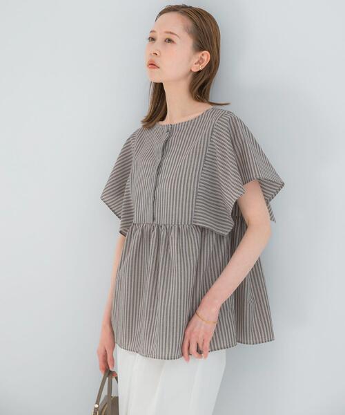 URBAN RESEARCH ROSSO WOMEN(アーバンリサーチ ロッソ)の「『WEB限定』『UR TECH Smart Linen Touch』フレアスリーブブラウス(シャツ/ブラウス・レディース・ネイビー/ブラウン系その他/ライトピンク・FREE)」の13枚目の写真