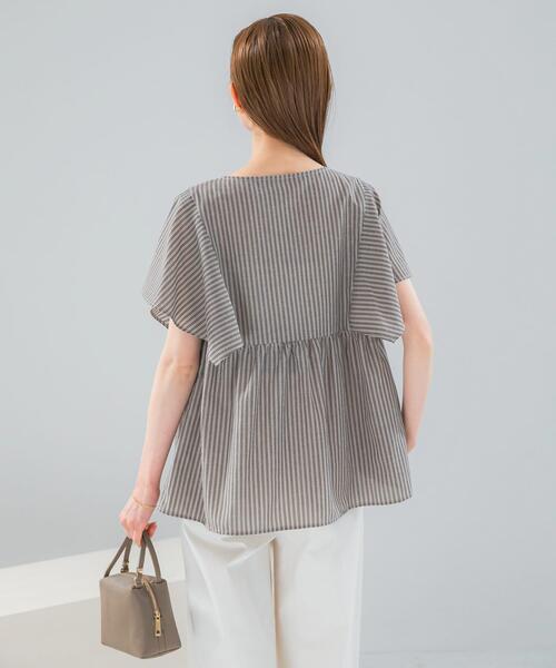 URBAN RESEARCH ROSSO WOMEN(アーバンリサーチ ロッソ)の「『WEB限定』『UR TECH Smart Linen Touch』フレアスリーブブラウス(シャツ/ブラウス・レディース・ネイビー/ブラウン系その他/ライトピンク・FREE)」の14枚目の写真