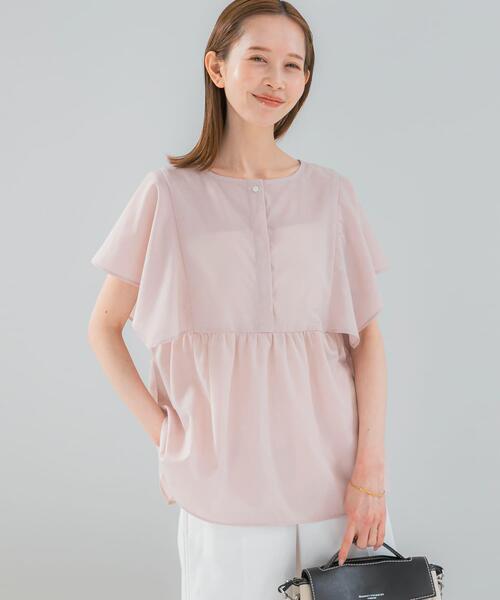 URBAN RESEARCH ROSSO WOMEN(アーバンリサーチ ロッソ)の「『WEB限定』『UR TECH Smart Linen Touch』フレアスリーブブラウス(シャツ/ブラウス・レディース・ネイビー/ブラウン系その他/ライトピンク・FREE)」の4枚目の写真