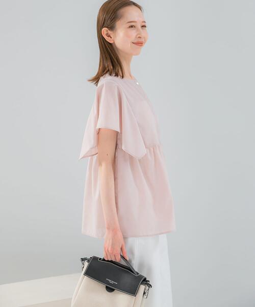 URBAN RESEARCH ROSSO WOMEN(アーバンリサーチ ロッソ)の「『WEB限定』『UR TECH Smart Linen Touch』フレアスリーブブラウス(シャツ/ブラウス・レディース・ネイビー/ブラウン系その他/ライトピンク・FREE)」の5枚目の写真
