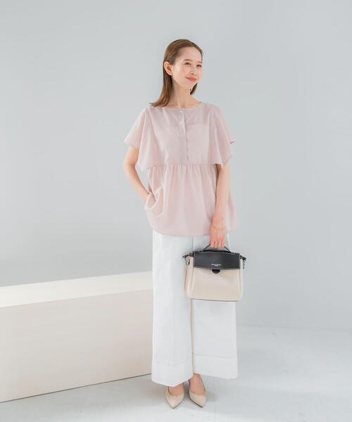 URBAN RESEARCH ROSSO WOMEN(アーバンリサーチ ロッソ)の「『WEB限定』『UR TECH Smart Linen Touch』フレアスリーブブラウス(シャツ/ブラウス・レディース・ネイビー/ブラウン系その他/ライトピンク・FREE)」の7枚目の写真