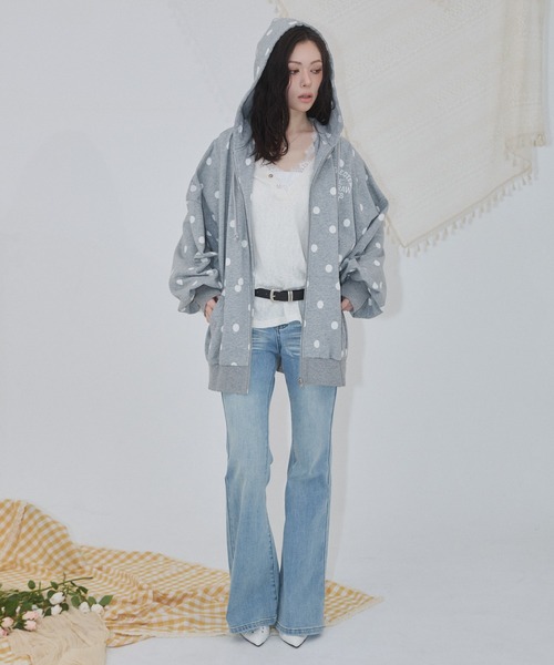 ENVYM（アンビー）の「パッチワークロゴ ピグメント オーバーサイズ ジップパーカー（パーカー・レディース・サックスブルー/ブラック/グレー・FREE）」の22枚目の写真