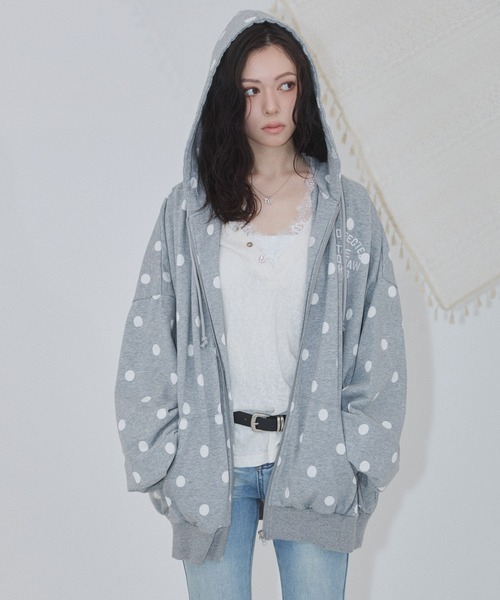 ENVYM（アンビー）の「パッチワークロゴ ピグメント オーバーサイズ ジップパーカー（パーカー・レディース・サックスブルー/ブラック/グレー・FREE）」の19枚目の写真