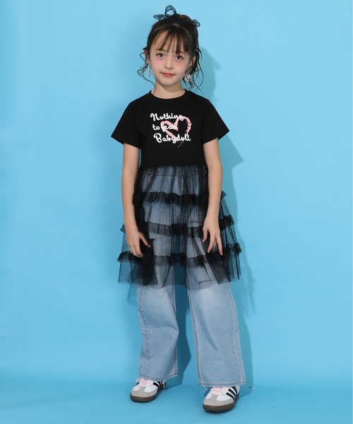 BABYDOLL（ベビードール）の「シアーティアード切替ワンピース 1540K（ワンピース・キッズ・スカイブルー系1/ブラック・90cm/110cm/120cm/130cm/140cm/100cm）」の6枚目の写真