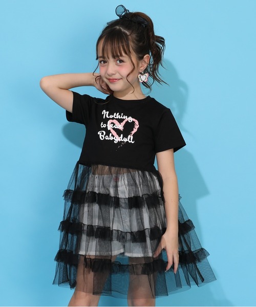 BABYDOLL（ベビードール）の「シアーティアード切替ワンピース 1540K（ワンピース・キッズ・スカイブルー系1/ブラック・90cm/110cm/120cm/130cm/140cm/100cm）」の4枚目の写真