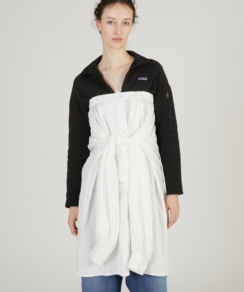 crinkle crinkle crinkle（クリンクルクリンクルクリンクル）の「【crinkle crinkle crinkle】multiway grandpa shirts skirt/マルチウェイグランパシャツスカート（スカート・レディース・ブルー/ホワイト・FREE）」の4枚目の写真