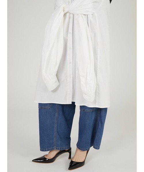 crinkle crinkle crinkle（クリンクルクリンクルクリンクル）の「【crinkle crinkle crinkle】multiway grandpa shirts skirt/マルチウェイグランパシャツスカート（スカート・レディース・ブルー/ホワイト・FREE）」の11枚目の写真