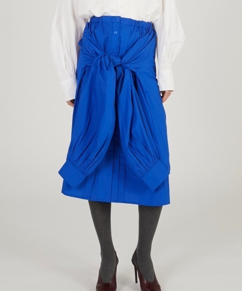 crinkle crinkle crinkle（クリンクルクリンクルクリンクル）の「【crinkle crinkle crinkle】multiway grandpa shirts skirt/マルチウェイグランパシャツスカート（スカート・レディース・ブルー/ホワイト・FREE）」の12枚目の写真