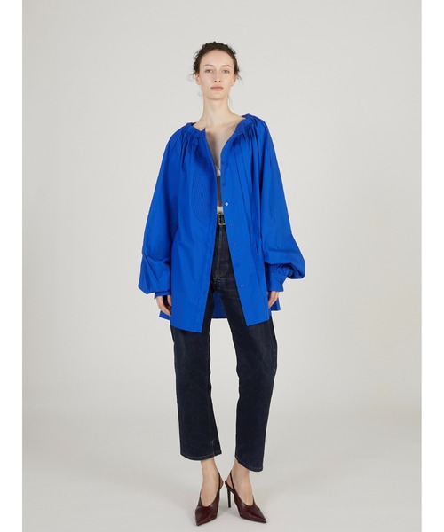 crinkle crinkle crinkle（クリンクルクリンクルクリンクル）の「【crinkle crinkle crinkle】multiway grandpa shirts skirt/マルチウェイグランパシャツスカート（スカート・レディース・ブルー/ホワイト・FREE）」の14枚目の写真