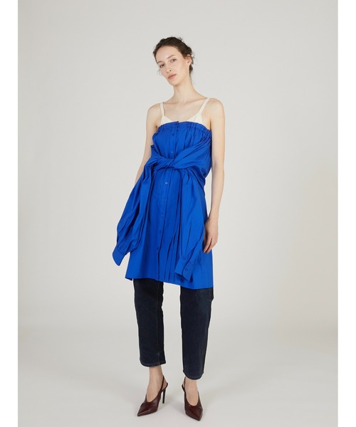 crinkle crinkle crinkle（クリンクルクリンクルクリンクル）の「【crinkle crinkle crinkle】multiway grandpa shirts skirt/マルチウェイグランパシャツスカート（スカート・レディース・ブルー/ホワイト・FREE）」の15枚目の写真