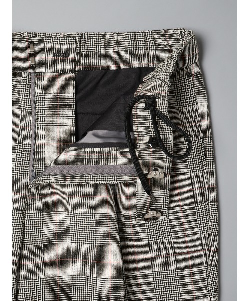 GOOVI(グービ)の「GOOVI/ツータックストレートパンツ/ハイツイストトロピカル/グレンチェックカラープレイド(スーツパンツ・メンズ・グレー・1/2/3)」の4枚目の写真