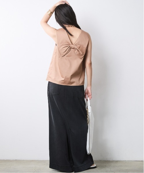 CHIC STYLE(シックスタイル)の「綿100%バックリボンブラウス<大きいサイズ有>シックスタイル(シャツ/ブラウス・レディース・ブラック/モカ・M/5L/4L/3L/LL/L)」の4枚目の写真