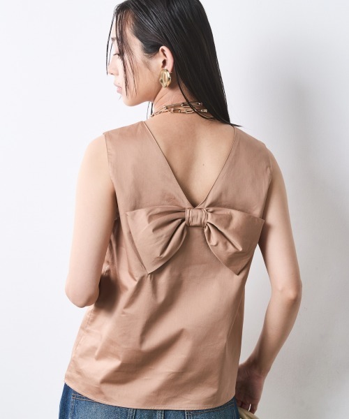 CHIC STYLE(シックスタイル)の「綿100%バックリボンブラウス<大きいサイズ有>シックスタイル(シャツ/ブラウス・レディース・ブラック/モカ・M/5L/4L/3L/LL/L)」の3枚目の写真