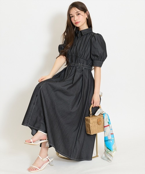 WILLSELECTION（ウィルセレクション）の「ベルト付きタックスリーブフレアワンピース（ワンピース・レディース・ブラック系その他/ネイビー/ブラック・FREE）」の2枚目の写真